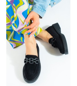 Loafersy moteriški  zomšiniai (-ės) juodi (-os)