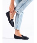 Moteriški elegantiški (-os) mokasinai juodi (-os) shelovet