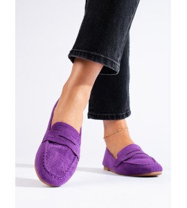 Zomšiniai (-ės) patogūs (-ios) žemakulniai batai moteriški violetiniai shelovet