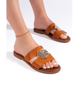 Elegantiški (-os) šlepetės moteriški camel