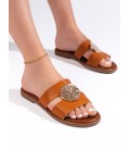 Elegantiški (-os) šlepetės moteriški camel